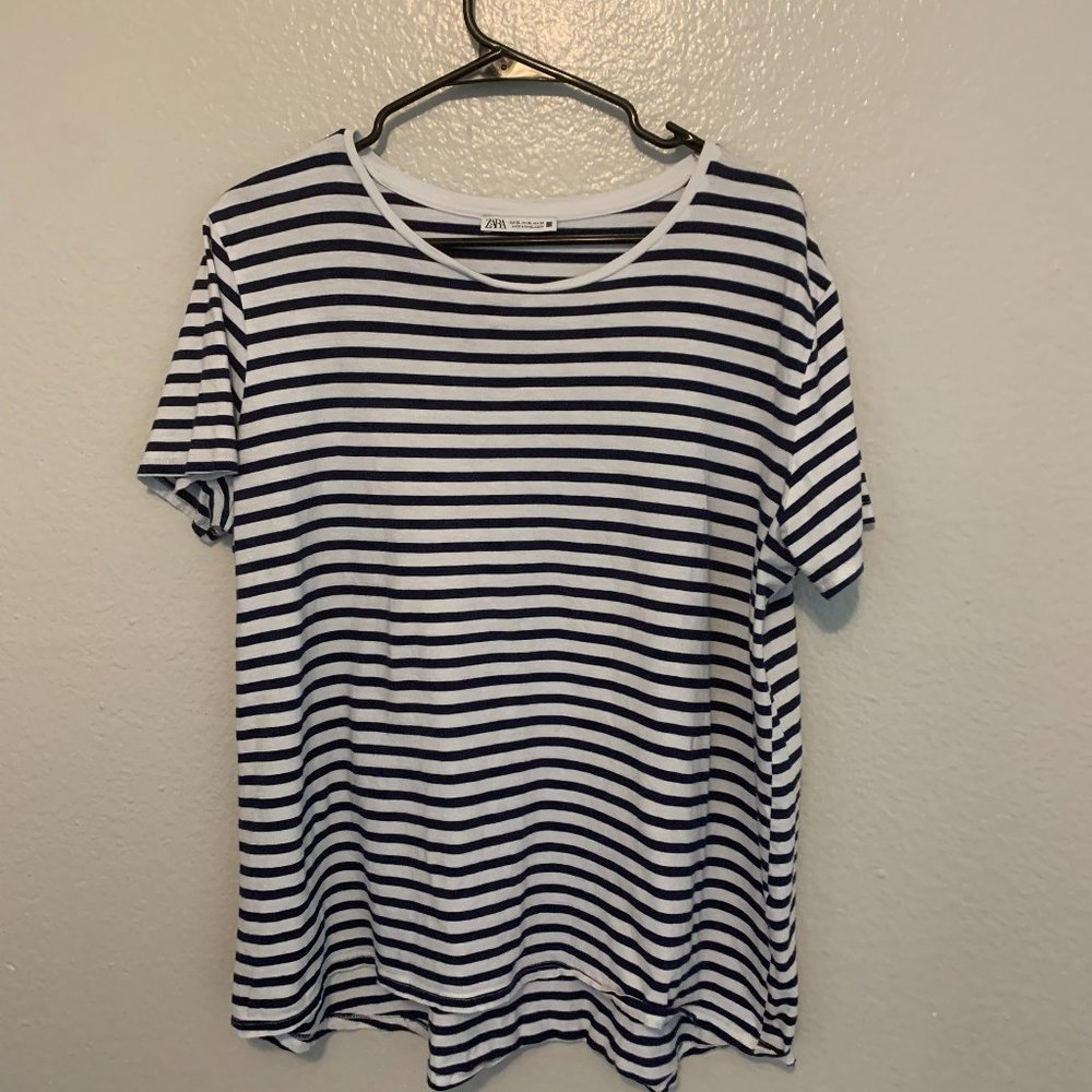 Zara Black and White Striped Shirt